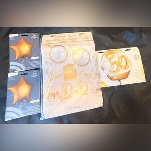 Gold and White 50th Birthday Decorating Kit - Party Supplies
